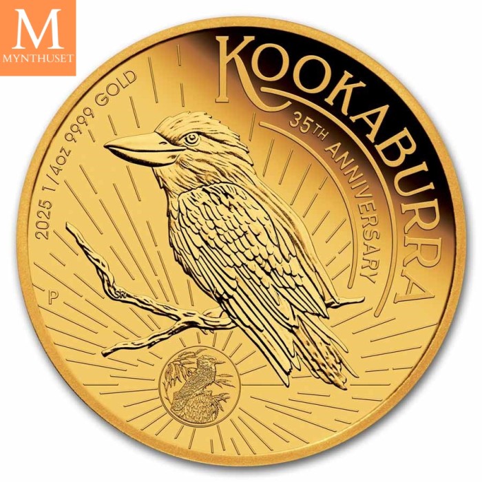 SJELDEN!2025 P Australia 1/4 oz Gold Kookaburra Proof