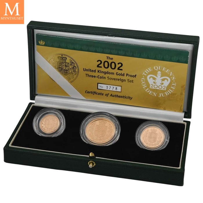 2002 Gold Proof Three Coin Sovereign Golden Jubilee