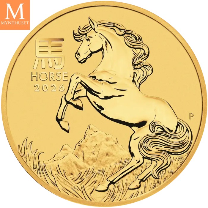 LUNAR PÅ LAGER! Australia 2026 1/10 oz Gull Lunar S3 Year of the Horse BU M/Kapsel