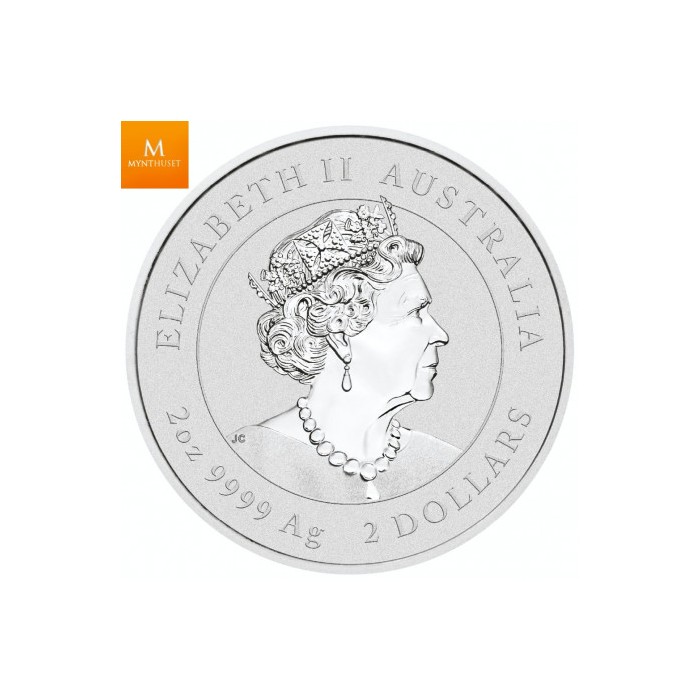 2021 Australia Lunar Series III Year of the Ox 2 oz .9999 Sølv Coloured Coin kvalitet BU