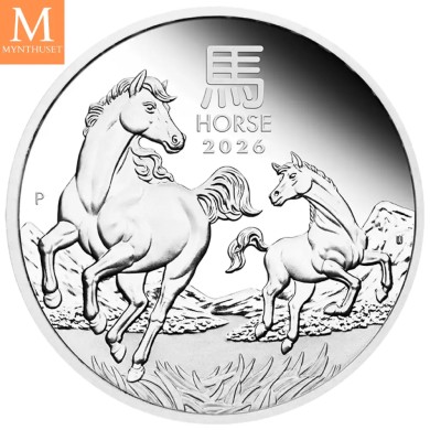 2026 Australia 1 oz sølv Lunar S3 Year of the Horse Proof med Etui & COA