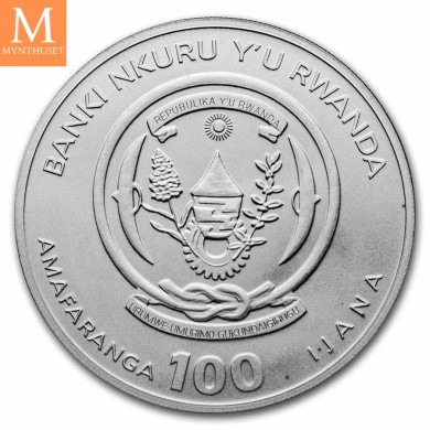 2023 Rwanda 1 oz Platina African Nile Crocodile BU med skrin