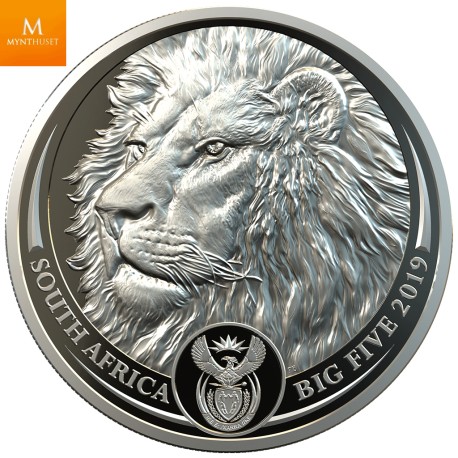 Sør Afrika 2019 BIG FIVE LION 1 OZ PLATINUM KVALITET PROOF