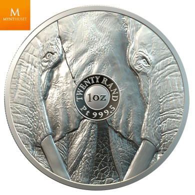 Sør Afrika 2019 BIG FIVE ELEPHANT 1 OZ PLATINUM KVALITET PROOF