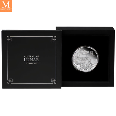 SJELDEN! 2024 Australia YEAR OF THE DRAGON 100 Dollar 1 OZ PLATINA  LUNAR SERIE 3  Kvalitet Proof OPPLAG KUN 188