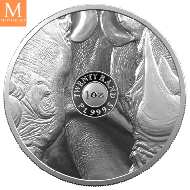 2020 Sør Afrika BIG FIVE RHINO 1 OZ PLATINA KVALITET PROOF