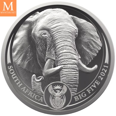 2021 Sør Afrika BIG FIVE ELEPHANT 1 OZ PLATINA KVALITET PROOF