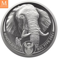 2021 Sør Afrika BIG FIVE ELEPHANT 1 OZ PLATINA KVALITET PROOF