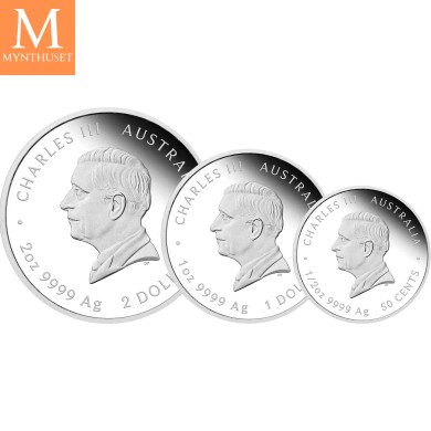 Australia 2026 3,5 oz Sølv Lunar Serie 3 Year of the Tiger Proof Three-Coin Set M/Etui & COA