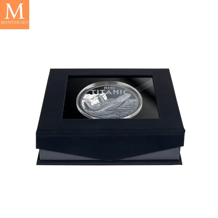 2025 1 oz Sølv RMS Titanic kvalitet Black proof med originalt skrin og bevis