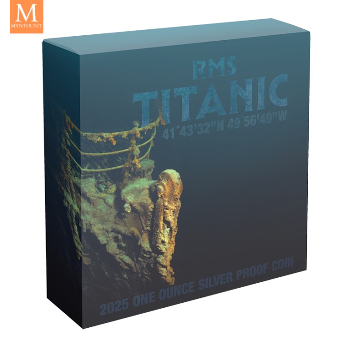 2025 1 oz Sølv RMS Titanic kvalitet Black proof med originalt skrin og bevis