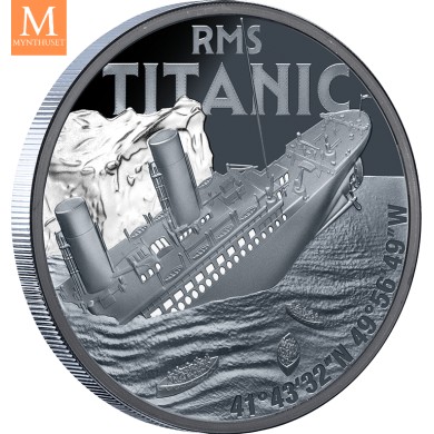 2025 1 oz Sølv RMS Titanic kvalitet Black proof med originalt skrin og bevis