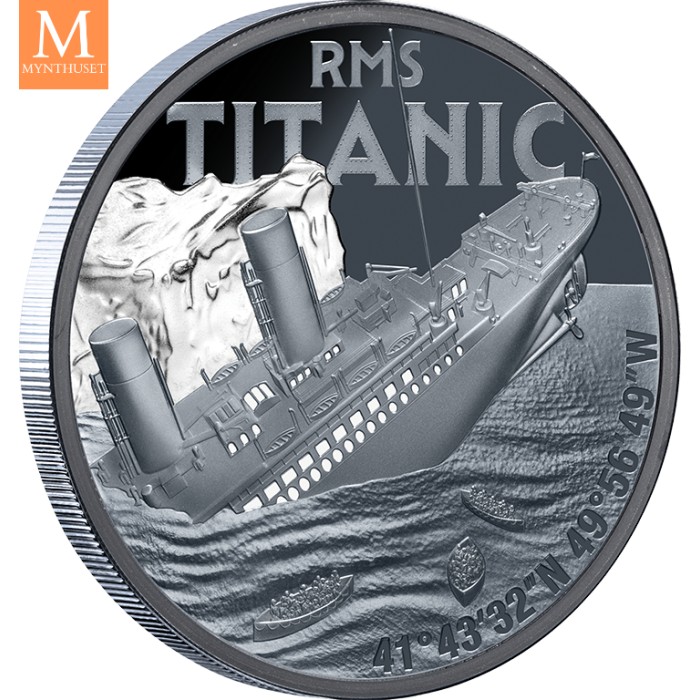 2025 1 oz Sølv RMS Titanic kvalitet Black proof med originalt skrin og bevis