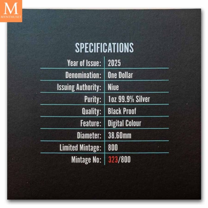 2025 1 oz Sølv RMS Titanic kvalitet Black proof med originalt skrin og bevis