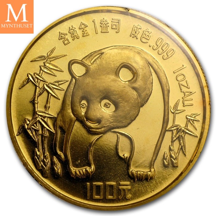 China 1986 1 oz Gold Panda 0/01 i kapsel