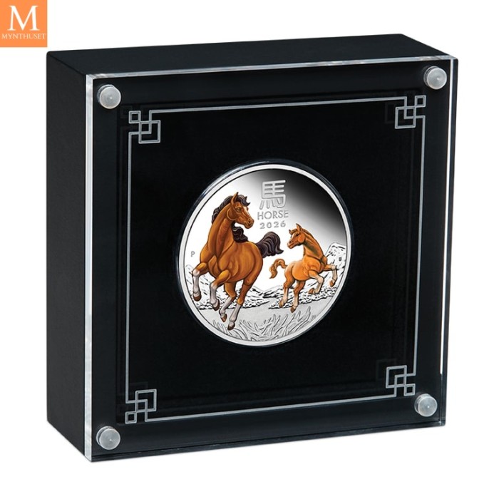 2026 Australia Lunar Serie III Year of the Horse 1oz sølv farget mynt kvalitet proof