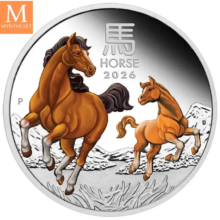 2026 Australia Lunar Serie III Year of the Horse 1oz sølv farget mynt kvalitet proof