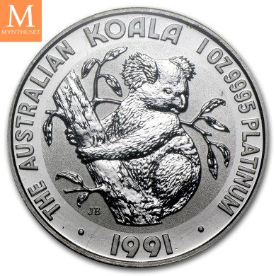 1991 Australia 1 oz platina Koala BU M/Kapsel