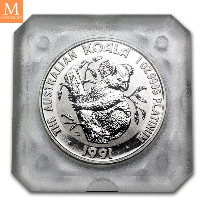 1991 Australia 1 oz platina Koala BU M/Kapsel