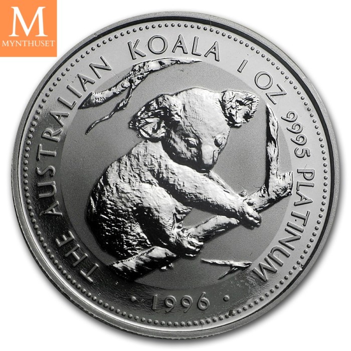 1996 Australia 1 oz platina Koala BU M/Kapsel