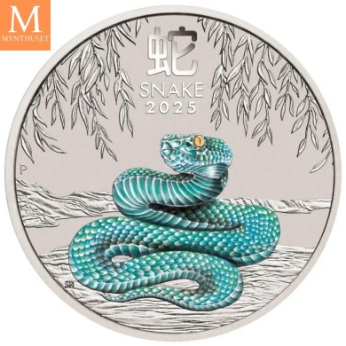 2025 Australia 1/2 oz SØLV Lunar S3 Year of the Snake Color BU M/Kapsel