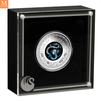 2024 Australia 1 oz Sølv Opal Lunar Dragon kvalitet Proof