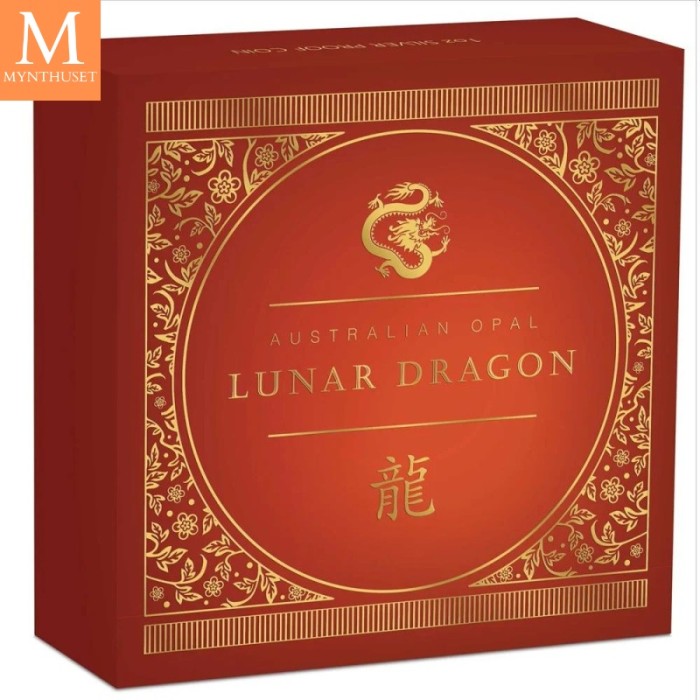 2024 Australia 1 oz Sølv Opal Lunar Dragon kvalitet Proof