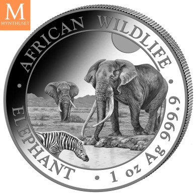 2026 Somalia 1 oz Sølv Elephant BU