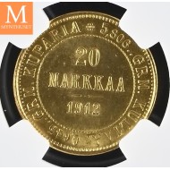 1912 L Finland/Russia 20 Markkaa NGC MS63 MEGET SJELDEN !