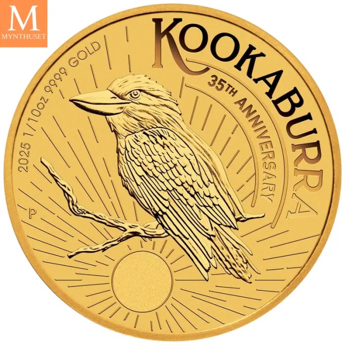 2025  Australia KOOKABURRA 1/10 OZ  GULL KVALITET BU I KAPSEL