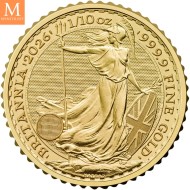 2025 Storbritannia Charles III 1/10 oz Gull Britannia BU I Kapsel