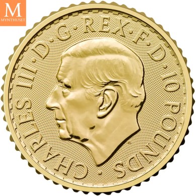 2026 Storbritannia Charles III 1/10 oz Gull Britannia BU I Kapsel