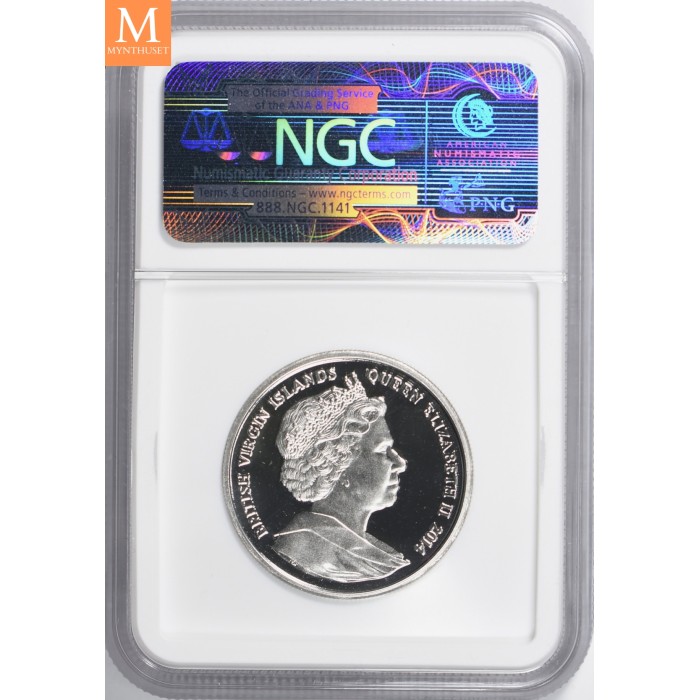 2014 British Virgin Islands 125 dollar 1 oz 999,5 Platina Kennedy Proof Ultra High Relief med skrin og coa