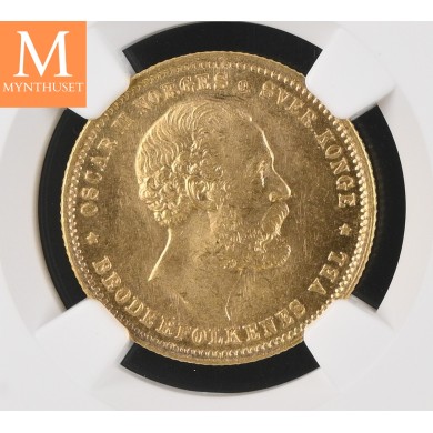 20 kroner 1877 kvalitet 0/01, NGC MS64