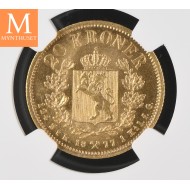 20 kroner 1877 kvalitet 0/01, NGC MS64