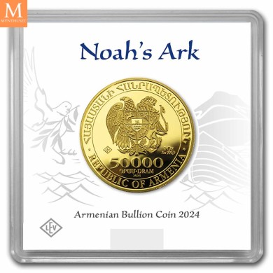2024 Armenia 50000 Dram Noahs Ark 1 oz fint gull i forseglet kapsel med unikt nummer