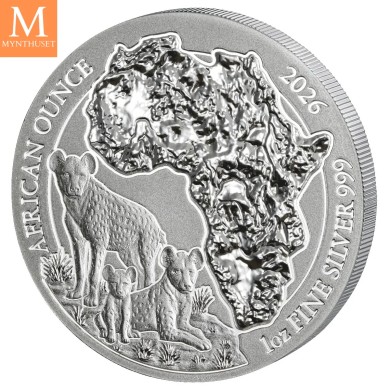 2026 Rwanda Africa Ounce Hyena 50 AMAFRANGA 1 Oz Sølv i kvalitet BU