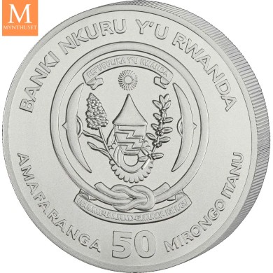 2026 Rwanda Africa Ounce Hyena 50 AMAFRANGA 1 Oz Sølv i kvalitet BU