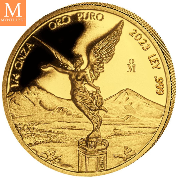 2023 Mexico LIBERTAD GULL PROOF SETT  5 MYNTER 1,9 Oz GULL KVALITET PROOF