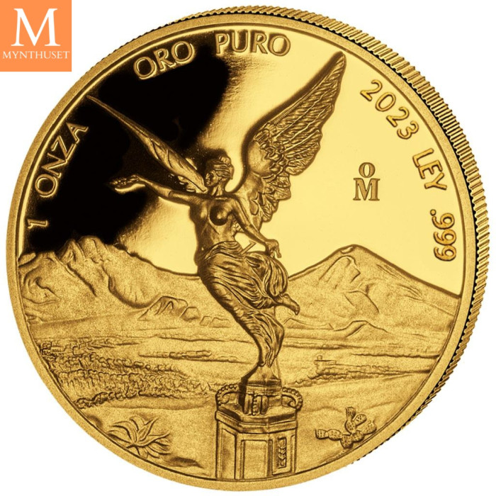 2023 Mexico LIBERTAD GULL PROOF SETT  5 MYNTER 1,9 Oz GULL KVALITET PROOF