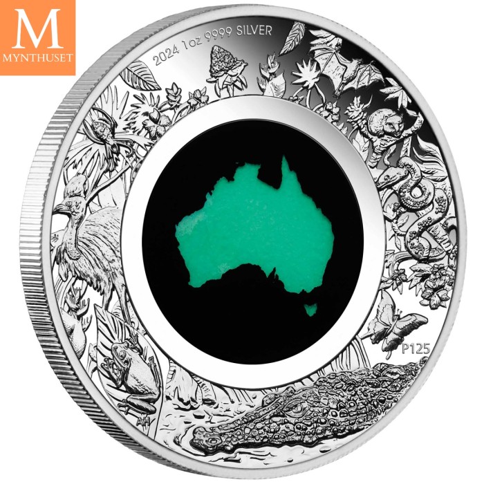 2024 Australia 1 oz Sølv Opal serien Great Southern Land Chrysoprase kvalitet Proof