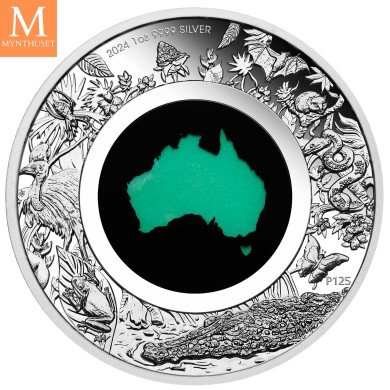 2024 Australia 1 oz Sølv Opal serien Great Southern Land Chrysoprase kvalitet Proof