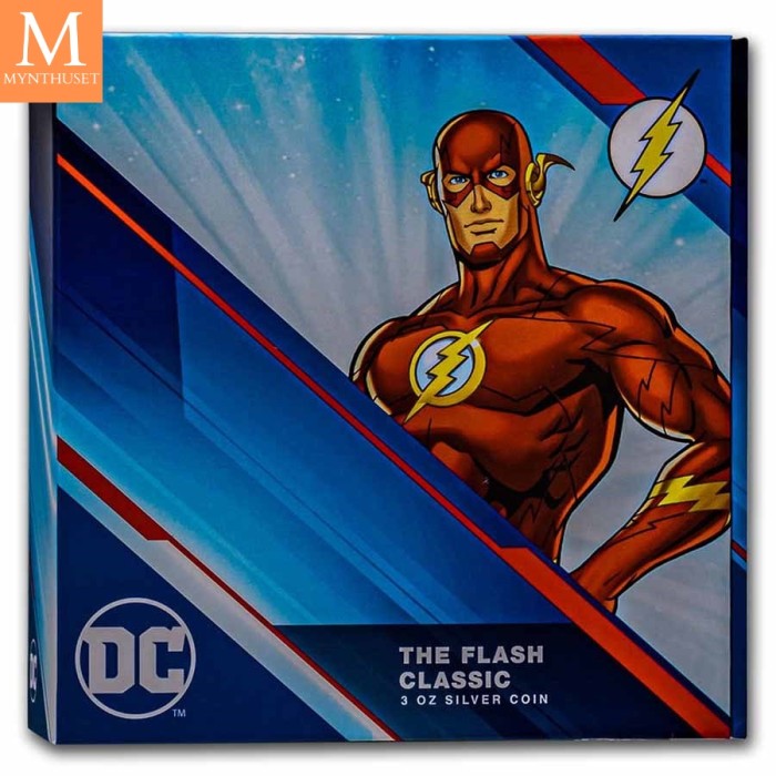 2022 Niue FLASH 10 DOLLAR 3 OZ sølv mynt i kvalitet BU i kapsel og skrin