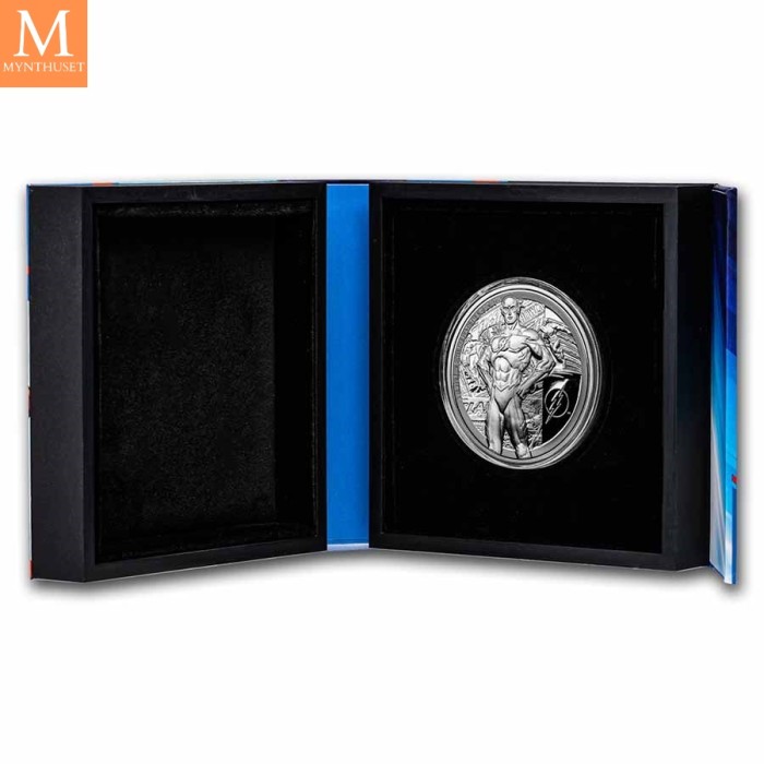 2022 Niue FLASH 10 DOLLAR 3 OZ sølv mynt i kvalitet BU i kapsel og skrin