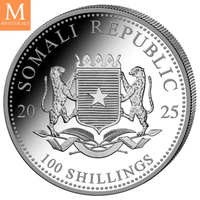 2025 Somalia 1 oz Sølv Color Elephant BU
