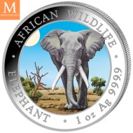 2025 Somalia 1 oz Sølv Color Elephant BU