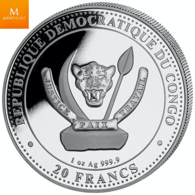 KONGO 2021 QUETZALCOATLUS  1 OZ SØLV I KVALITET BU M/KAPSEL