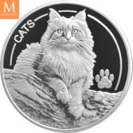 2025 Fiji CATS 50 cents 1 OZ  Sølv BU I original KAPSEL kvalitet proof like