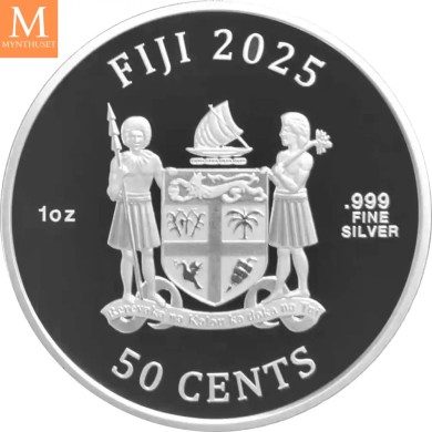 2025 Fiji CATS 50 cents 1 OZ  Sølv BU I original KAPSEL kvalitet proof like