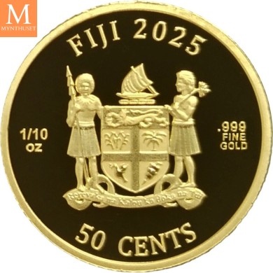 2025 Fiji CATS 50 cents 1/10 OZ  GULL BU I KAPSEL og forseglet plast